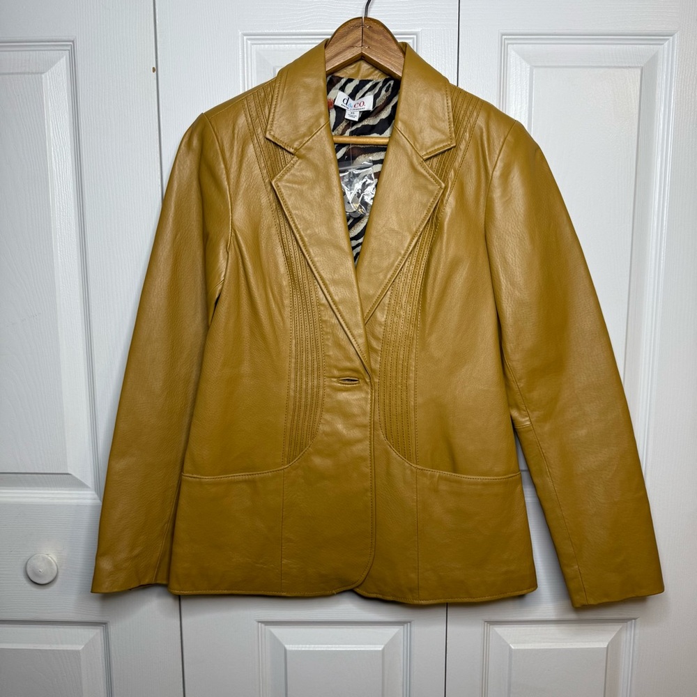 Denim&Co Carmel Leather Blazer Structured Suit Jacket size xs